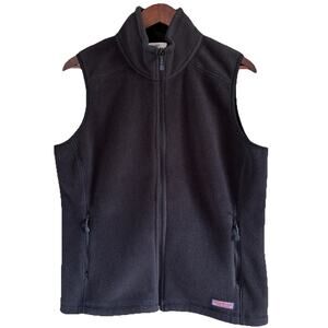 Vineyard Vines Fleece Vest Black Size Medium Zip Close Pockets Cozy